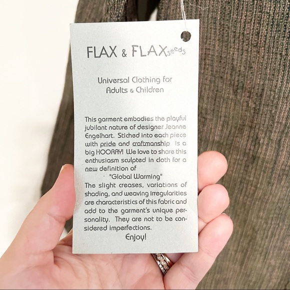 FLAX 100% Linen Brown Multicolor Woven Shawl Collar Snap Front Top/Jacket - Picture 7 of 10